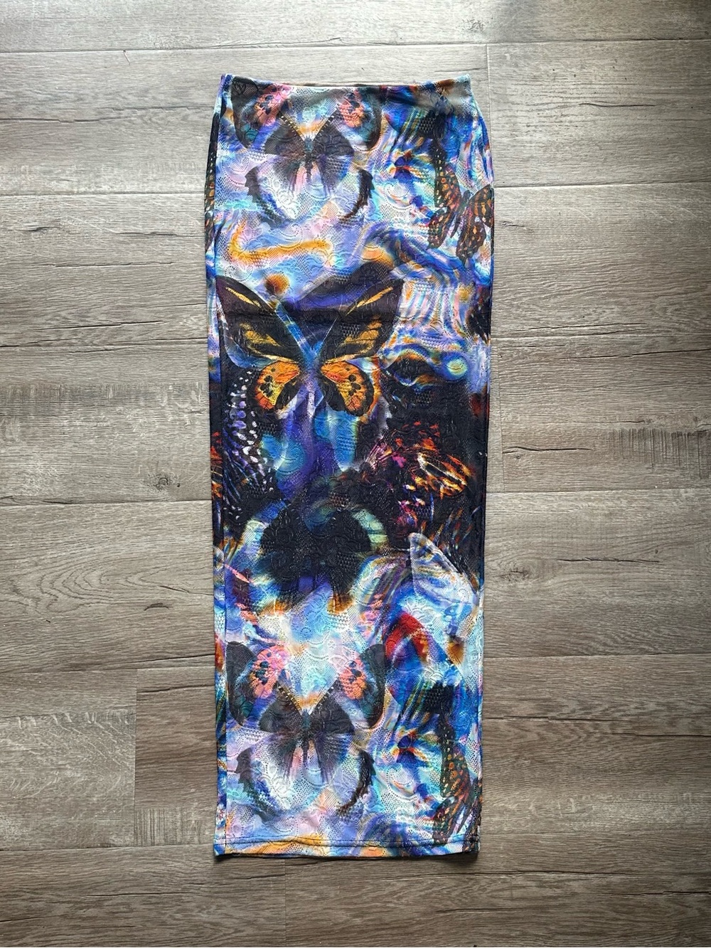 White Fox Boutique Multicolor Butterfly-Print Maxi Skirt